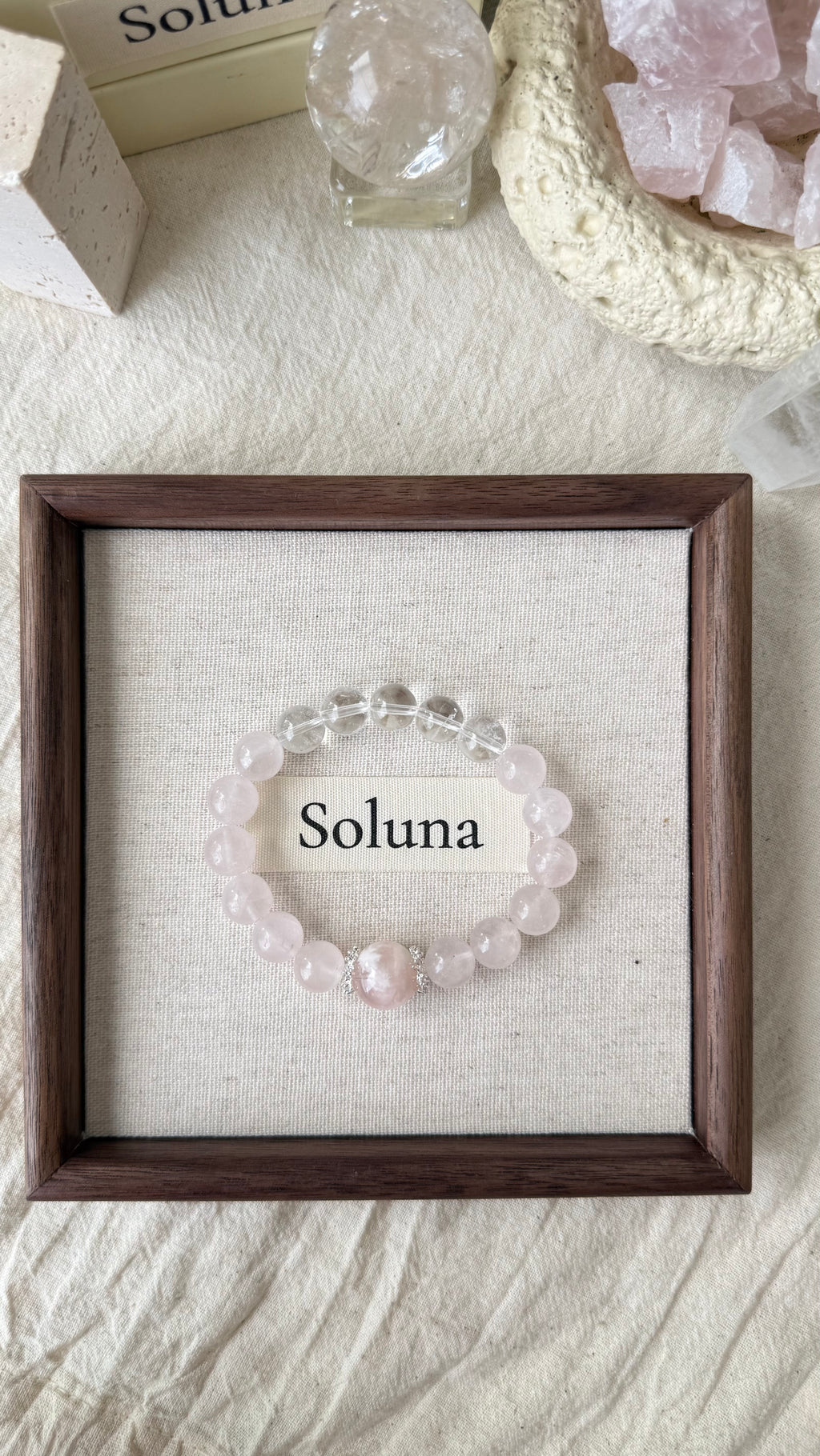 Bridal Blush | 14mm Pink Veil Phantom & Morganite-Pink Quartz Bracelet
