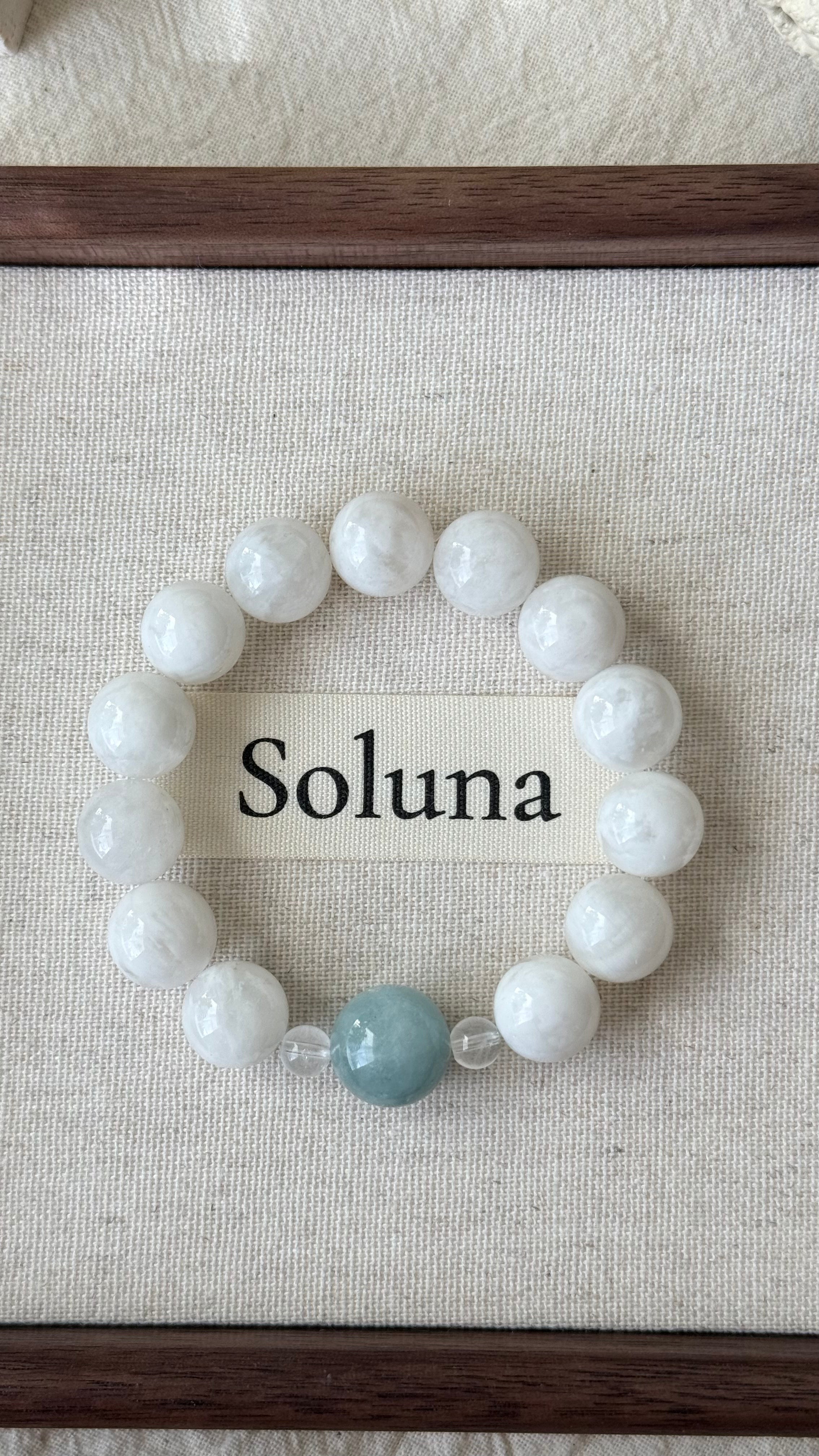 Ocean Mist | 14mm Aquamarine & 12mm White Phantom Quartz Bracelet