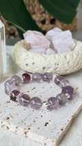 Violet Awaken | 12mm Translucent Amethyst & Purple Phantom Bracelet with Gold