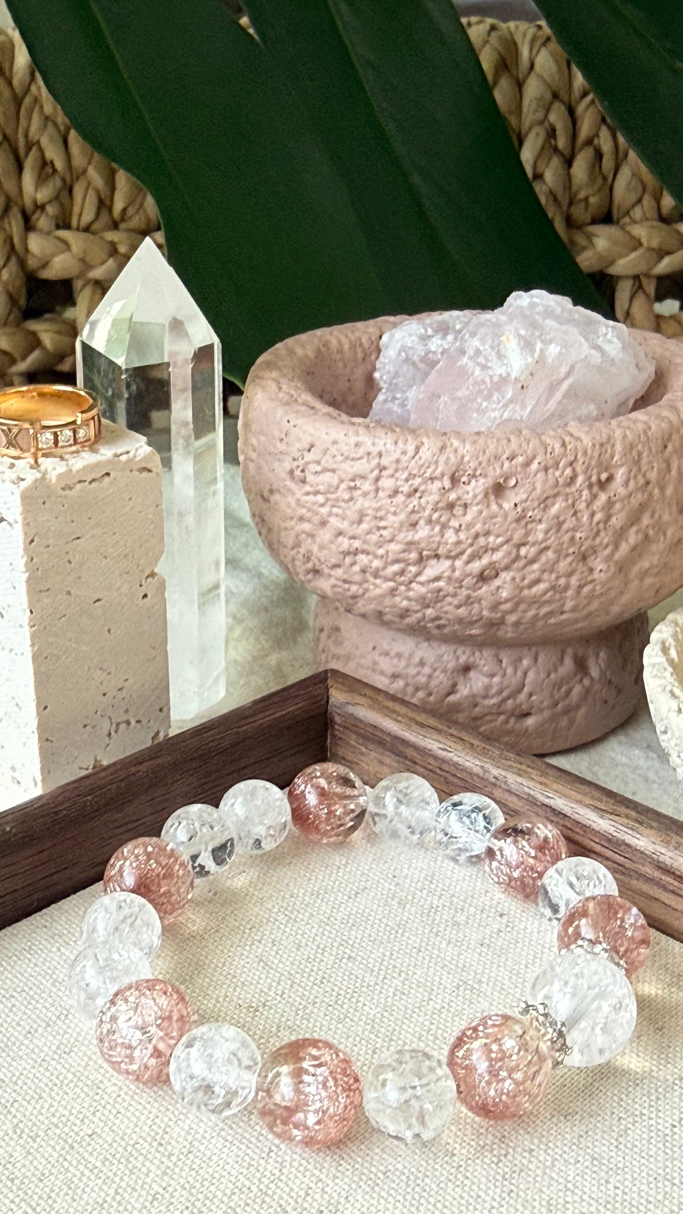 Champagne Fireworks | 14mm Firework Crackle & Champagne Quartz Bracelet