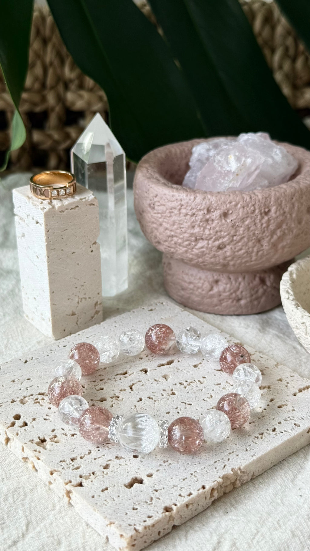 Champagne Fireworks | 14mm Firework Crackle & Champagne Quartz Bracelet