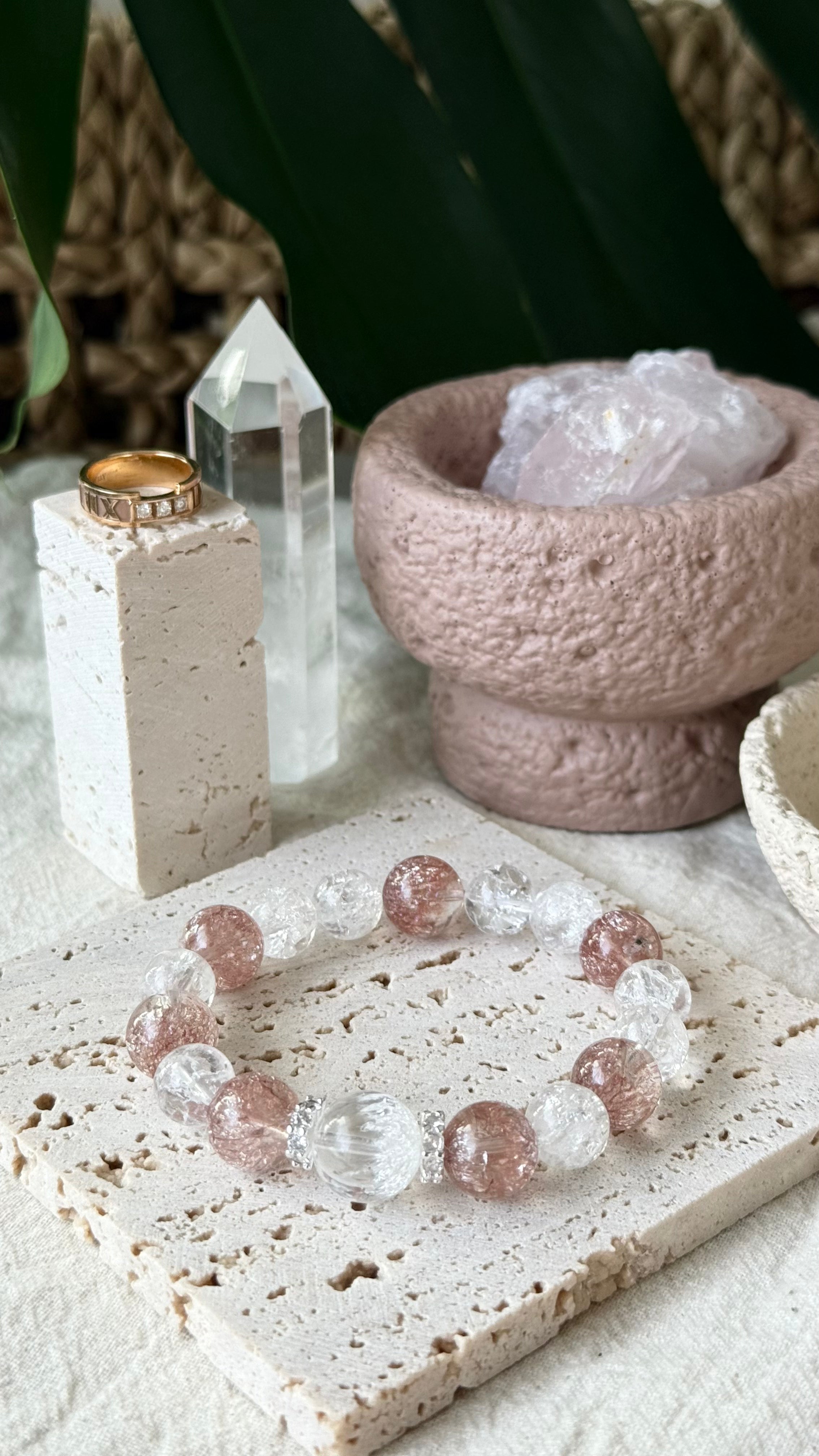 Champagne Fireworks | 14mm Firework Crackle & Champagne Quartz Bracelet