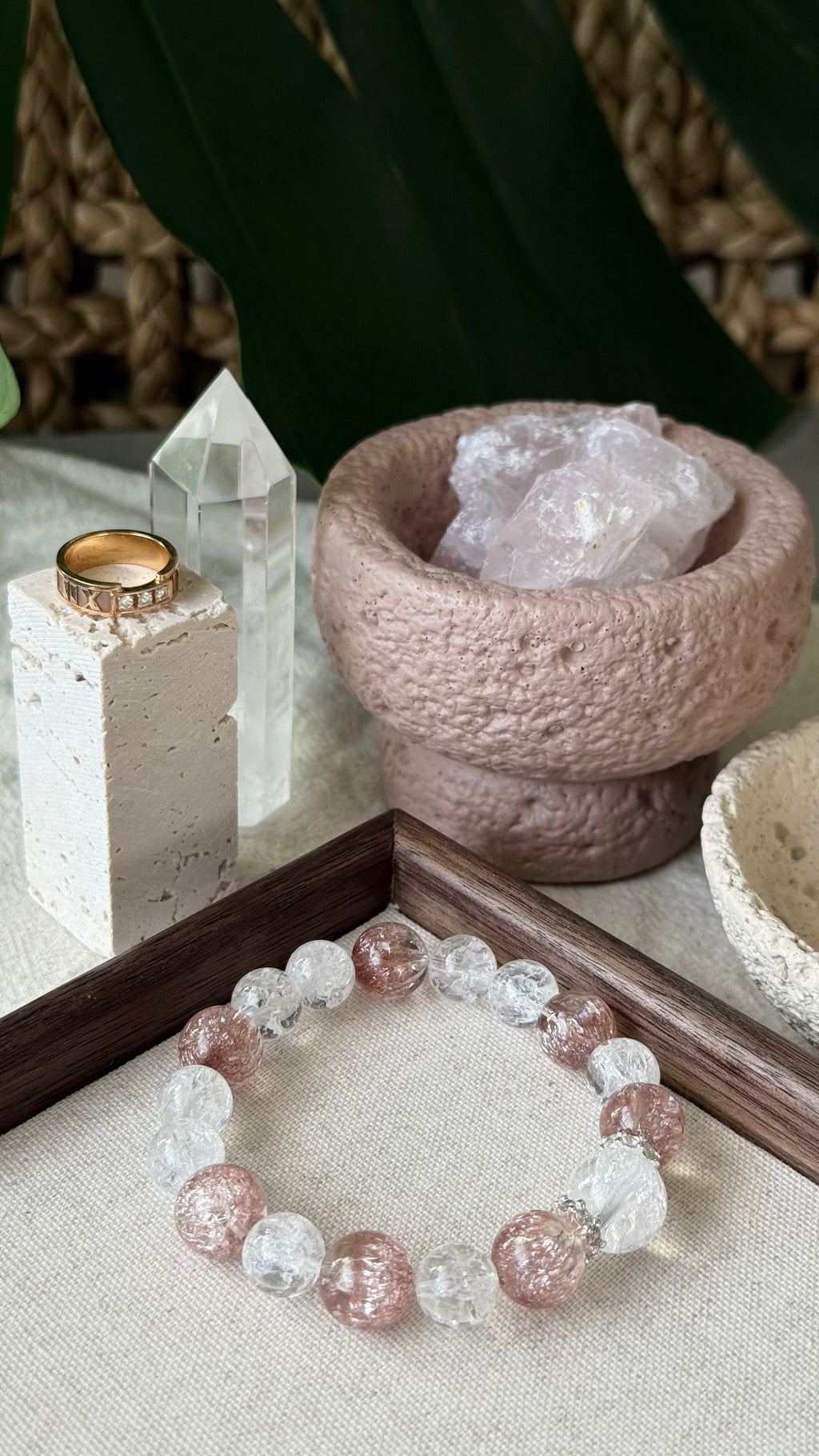 Champagne Fireworks | 14mm Firework Crackle & Champagne Quartz Bracelet