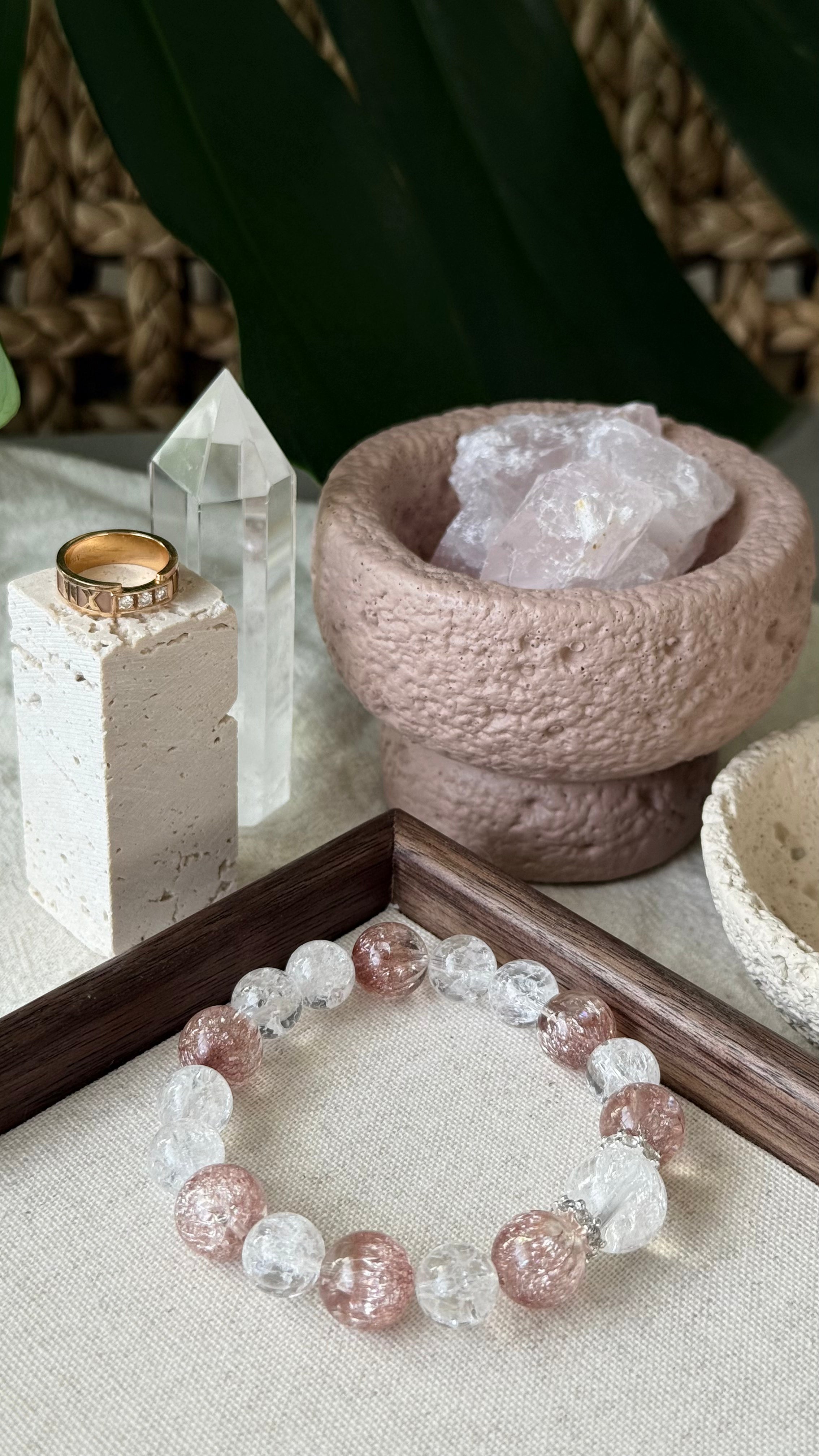 Champagne Fireworks | 14mm Firework Crackle & Champagne Quartz Bracelet