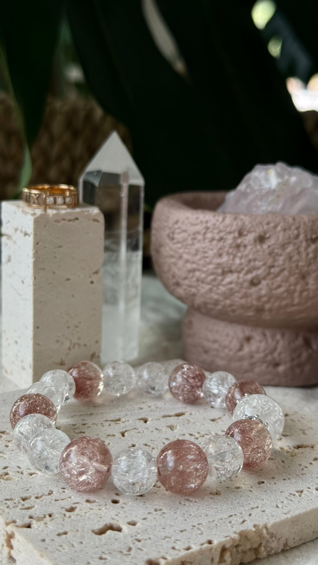 Champagne Fireworks | 14mm Firework Crackle & Champagne Quartz Bracelet