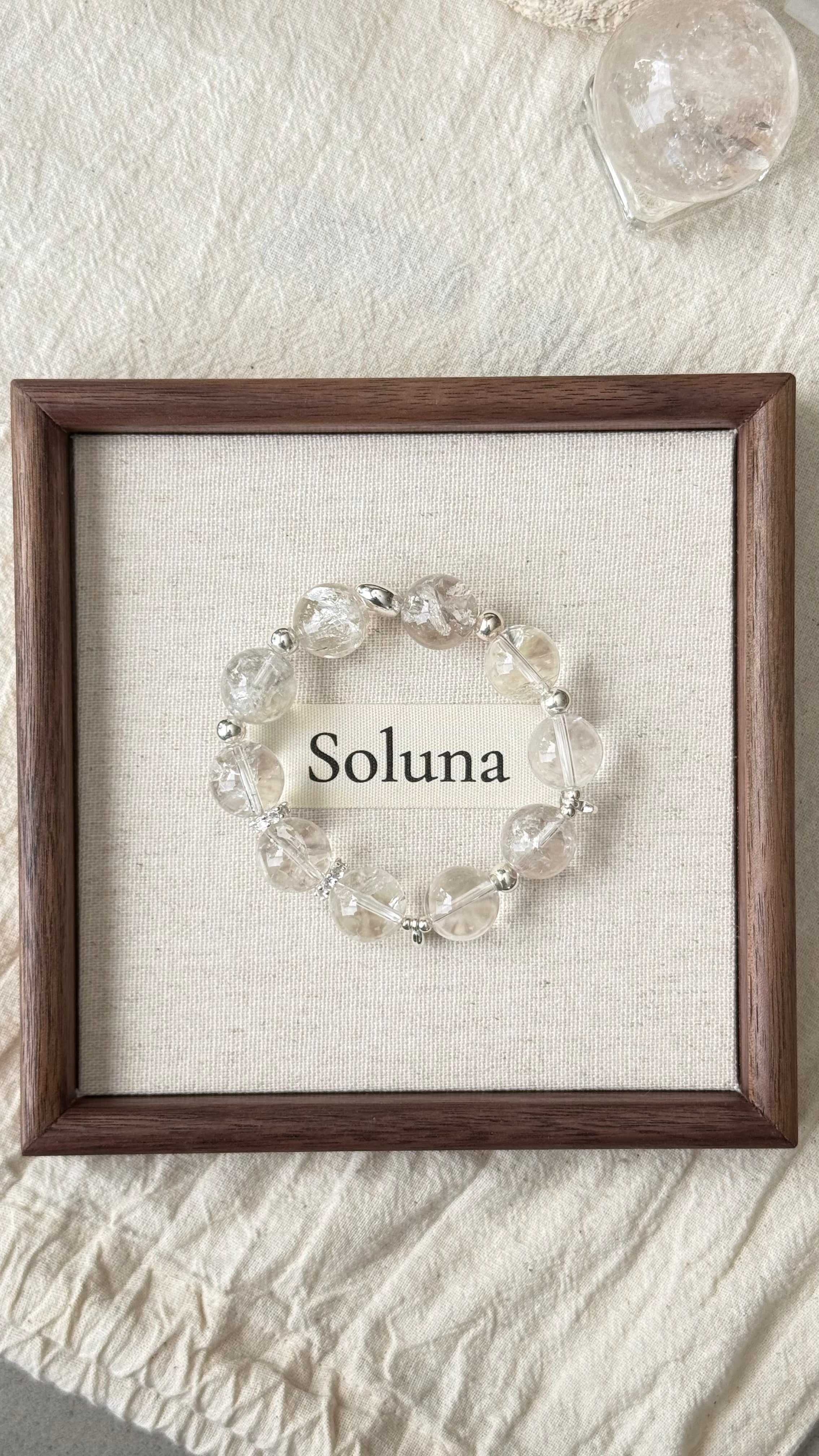 White Noise | 14mm Crackle Quartz Bracelet with Sterling Silver Accents