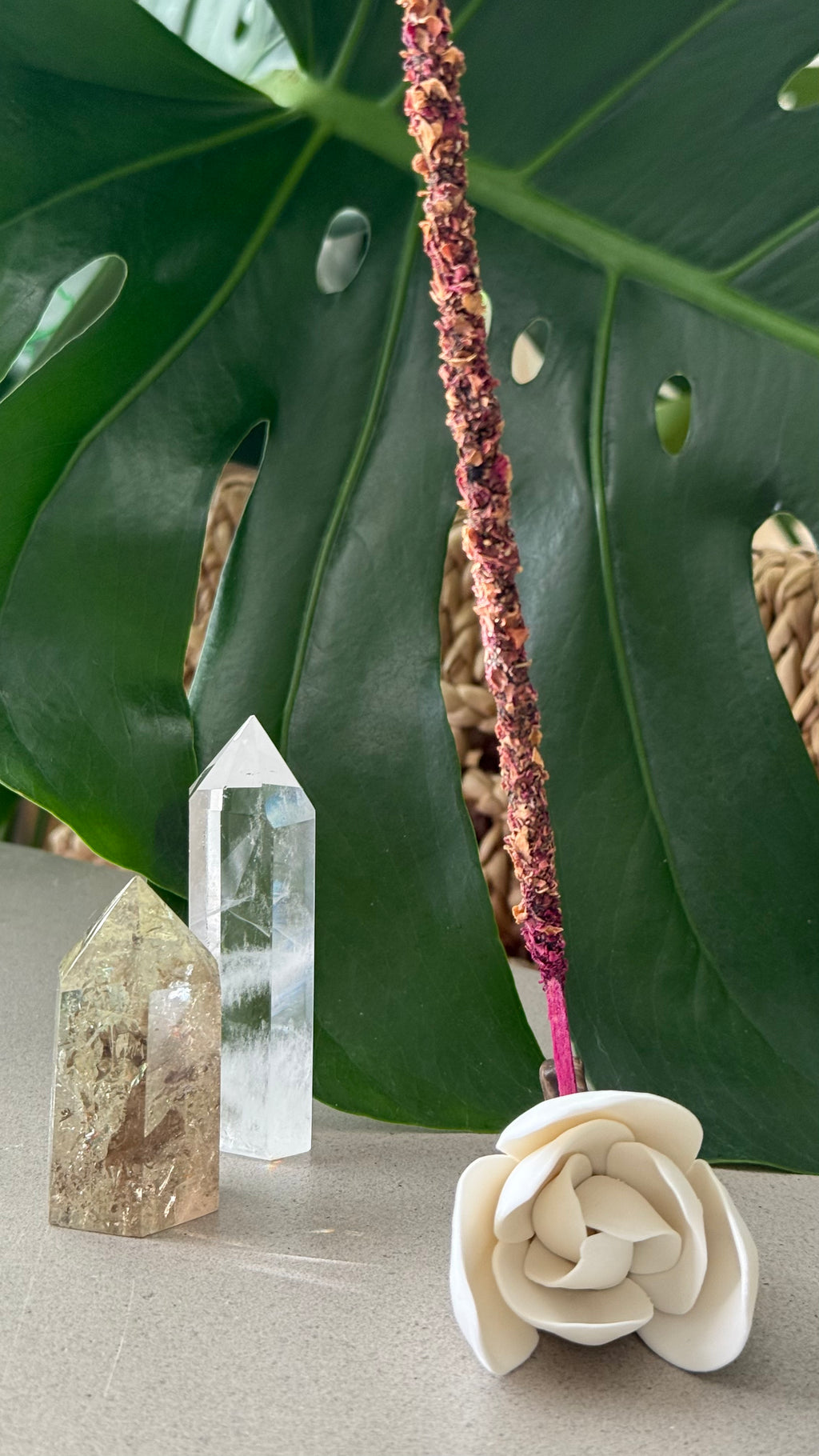 Gardenia Whispers | Handcrafted Gardenia Ceramic Incense Holder Set with Botanical Incense Sticks