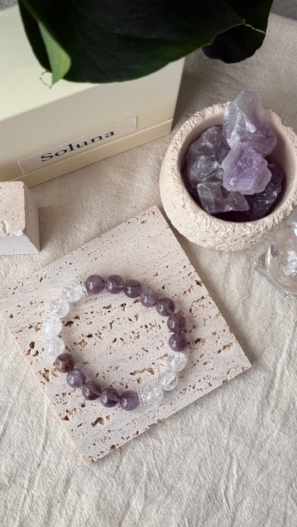 Half Awake | 10mm Translucent Amethyst, Clear Quartz & White Phantom Cylinder
