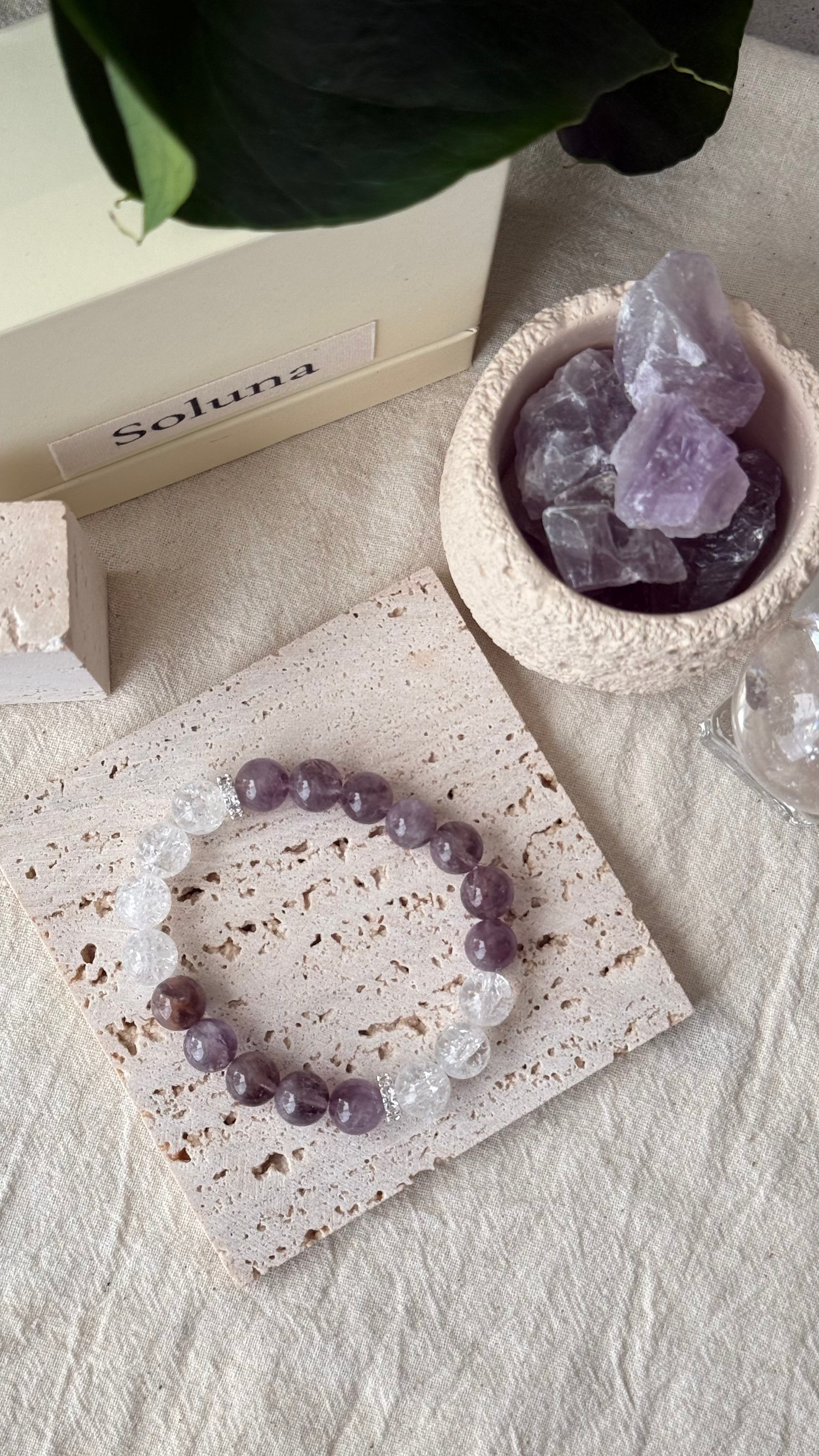 Half Awake | 10mm Translucent Amethyst, Clear Quartz & White Phantom Cylinder