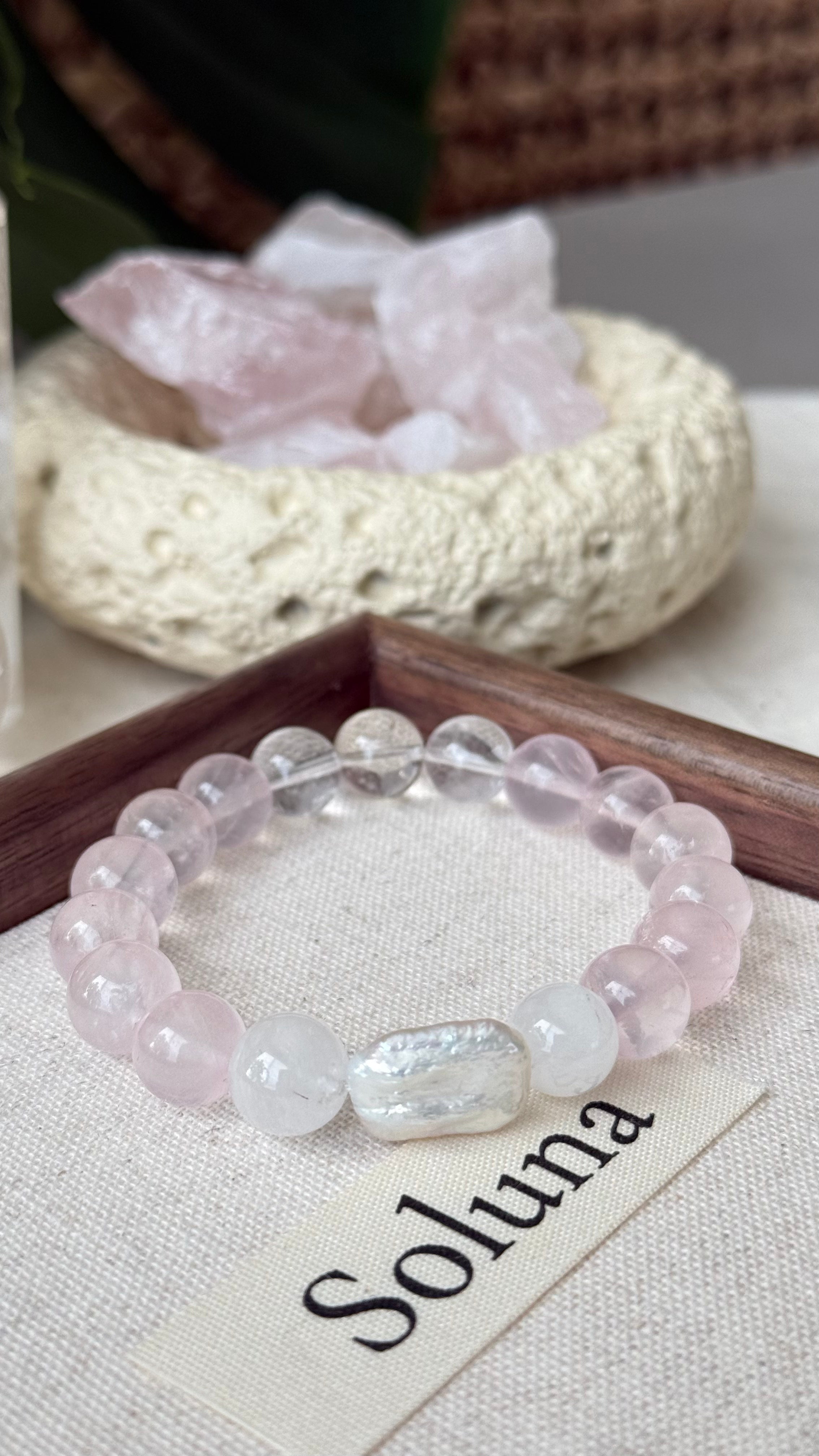 Baroque Dream | Pearl, Blue Moonstone & Ice Rose Quartz Bracelet