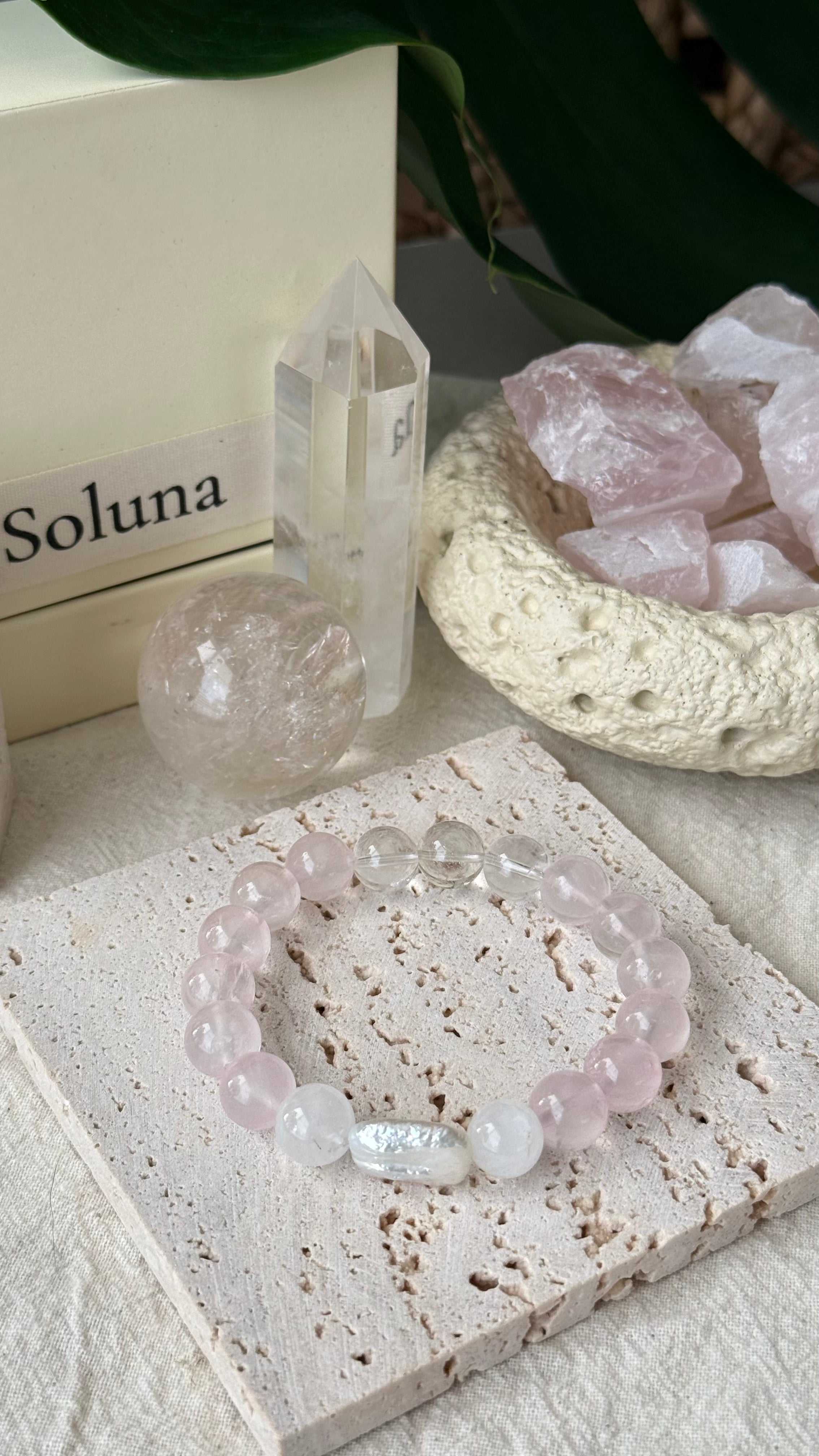 Baroque Dream | Pearl, Blue Moonstone & Ice Rose Quartz Bracelet