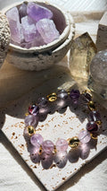 Violet Mist | 12mm Translucent Amethyst & Purple Phantom Bracelet with Gold