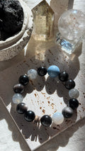 Astral Fortress | One-of-a-Kind Natural Aquamarine & Obsidian Protection Bracelet