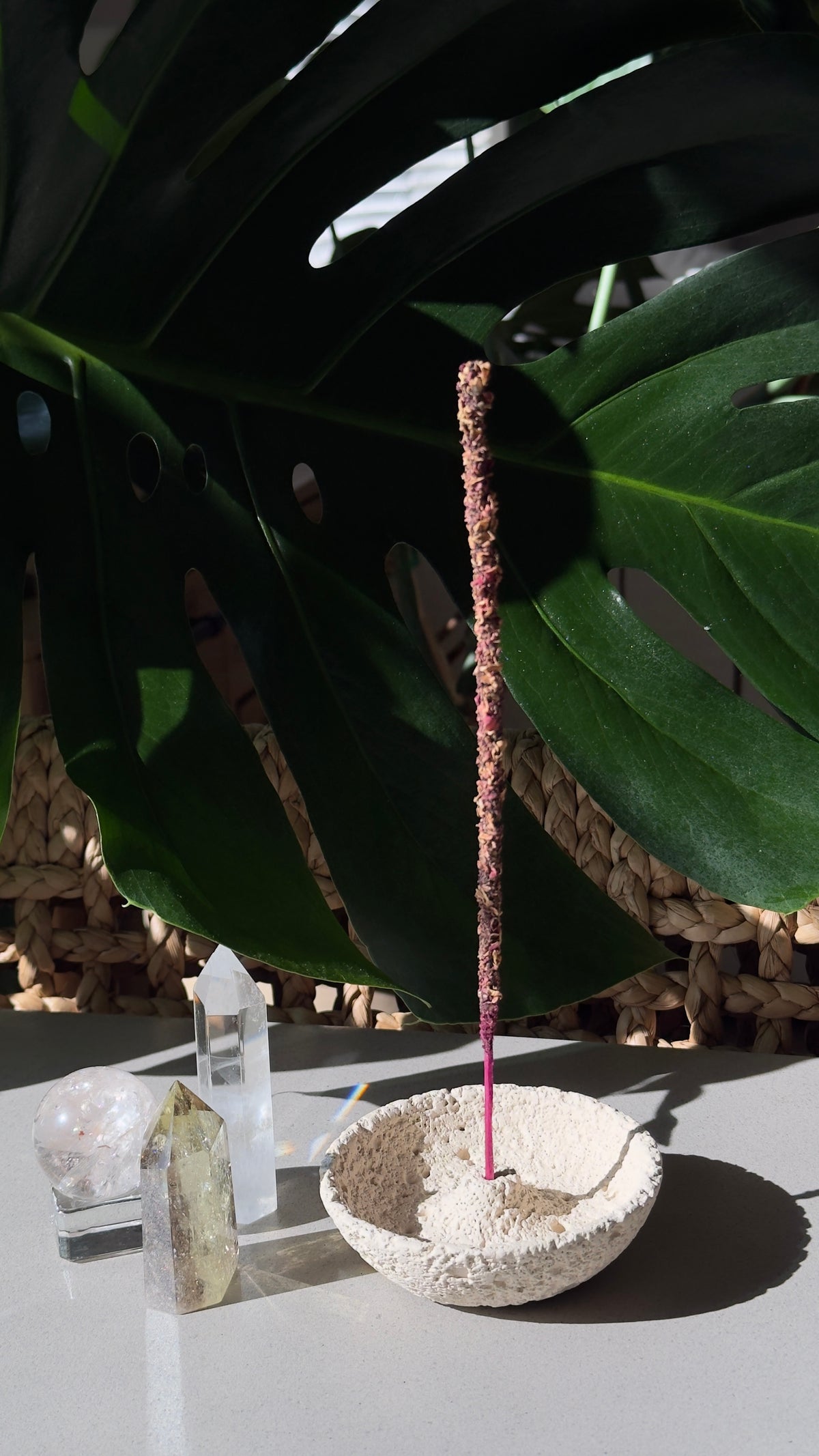 Concrete Incense Burner Tray & Botanical Incense Stick Set