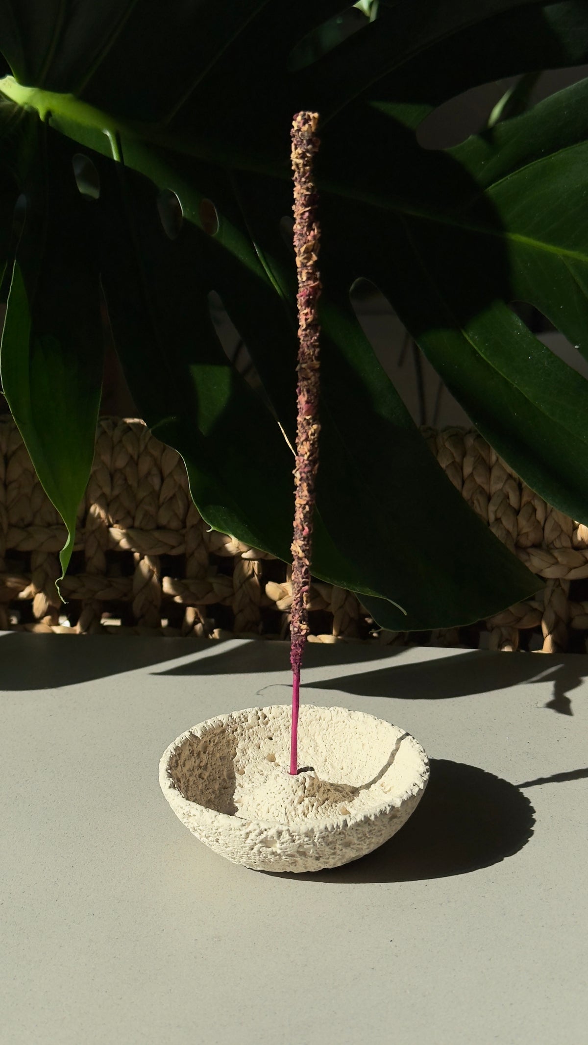 Concrete Incense Burner Tray & Botanical Incense Stick Set