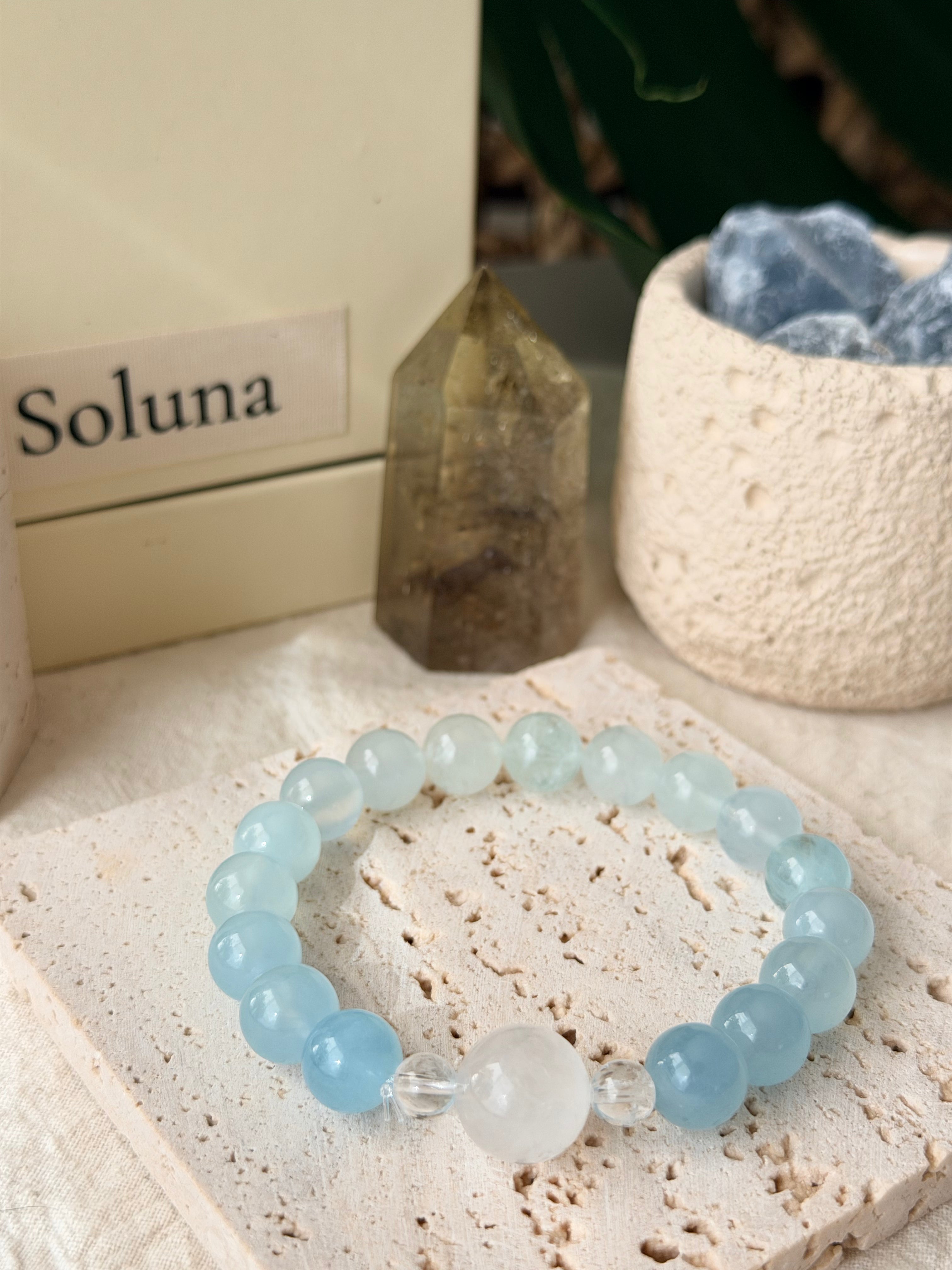 Tides | 12mm Blue Moonstone & Gradient Aquamarine Bracelet