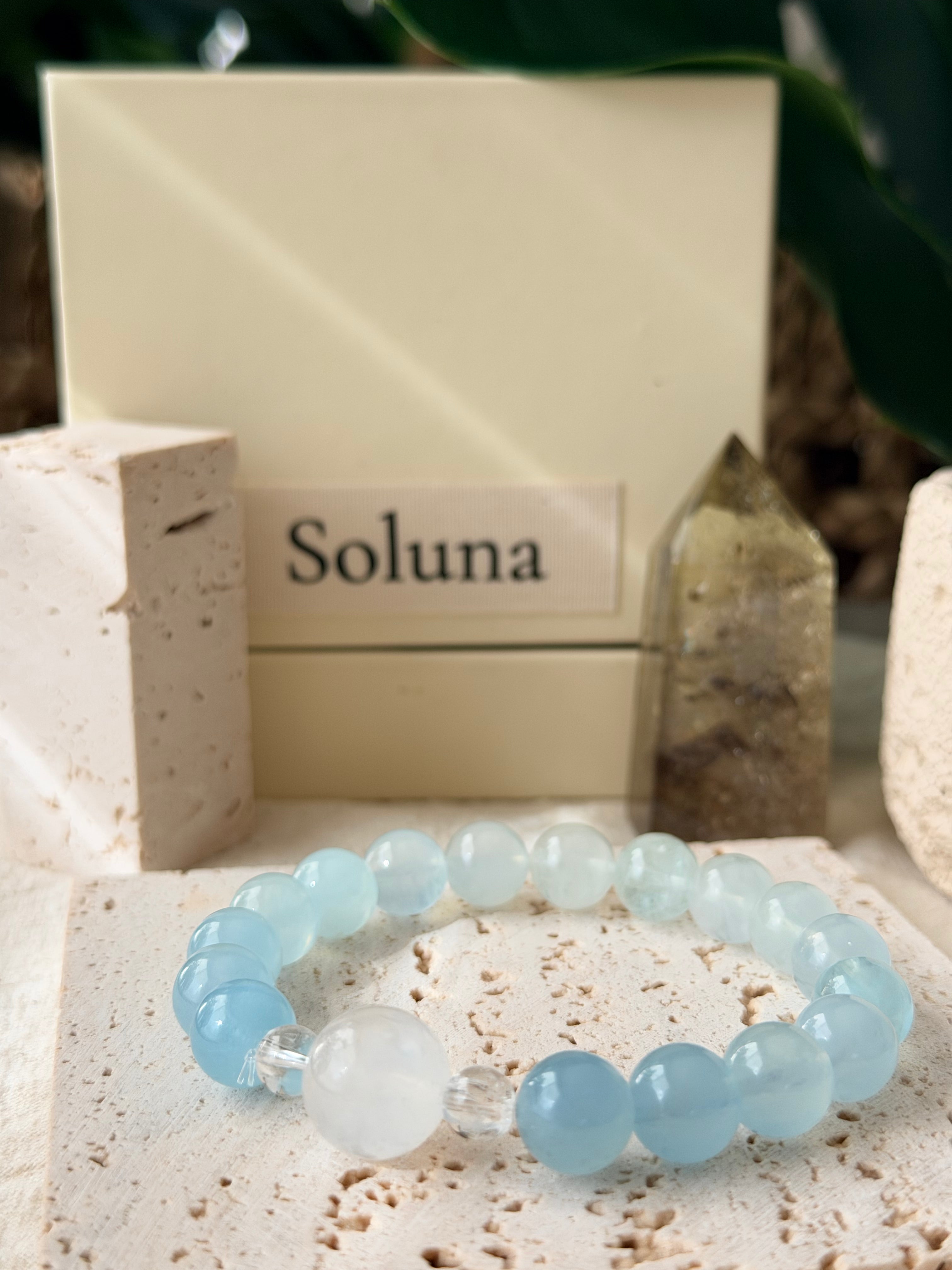 Tides | 12mm Blue Moonstone & Gradient Aquamarine Bracelet
