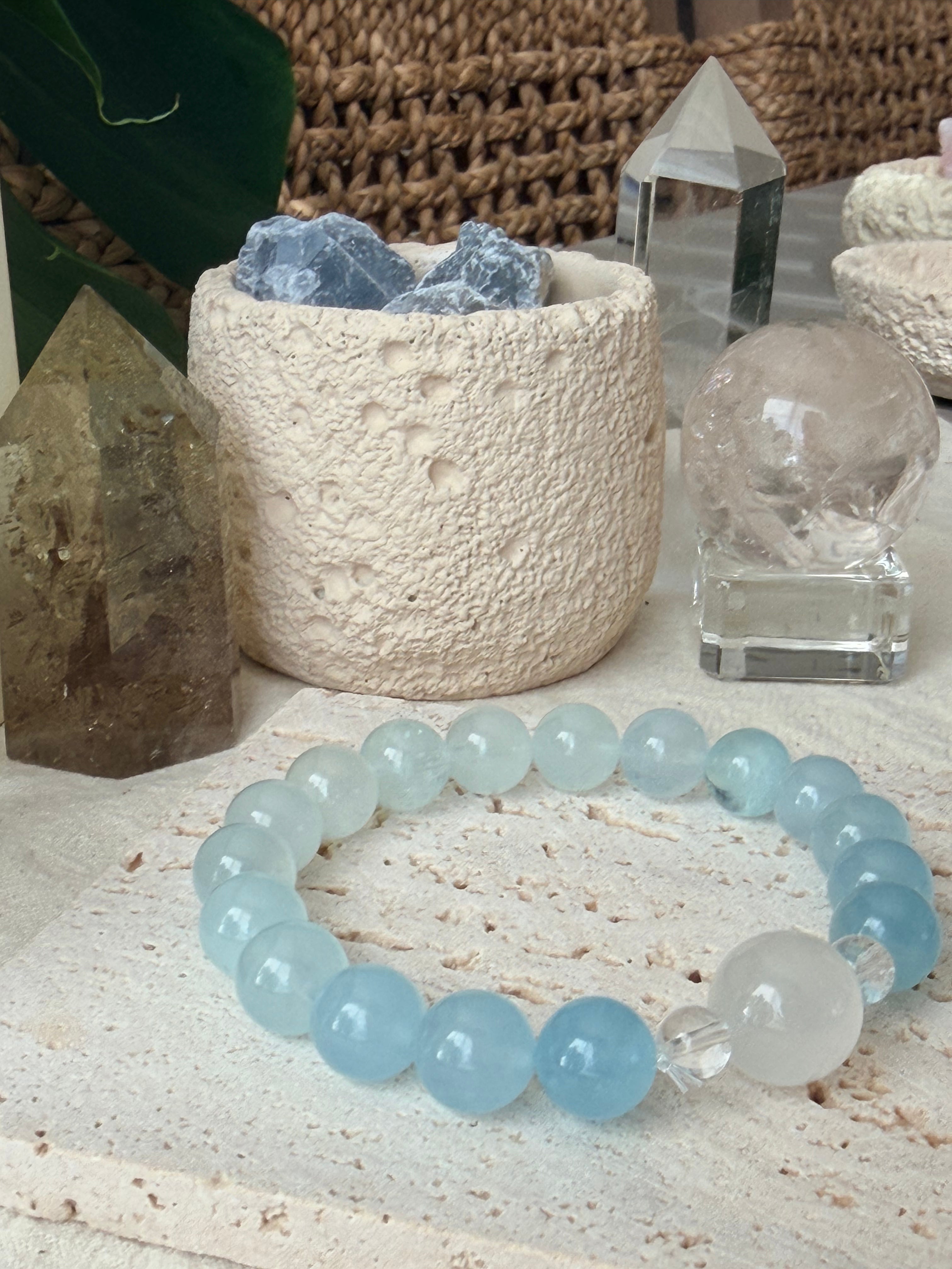 Tides | 12mm Blue Moonstone & Gradient Aquamarine Bracelet