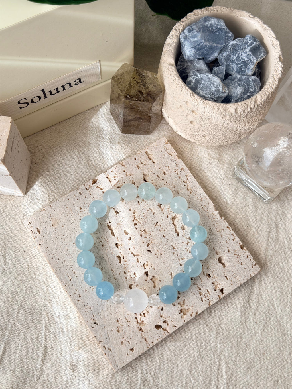 Tides | 12mm Blue Moonstone & Gradient Aquamarine Bracelet