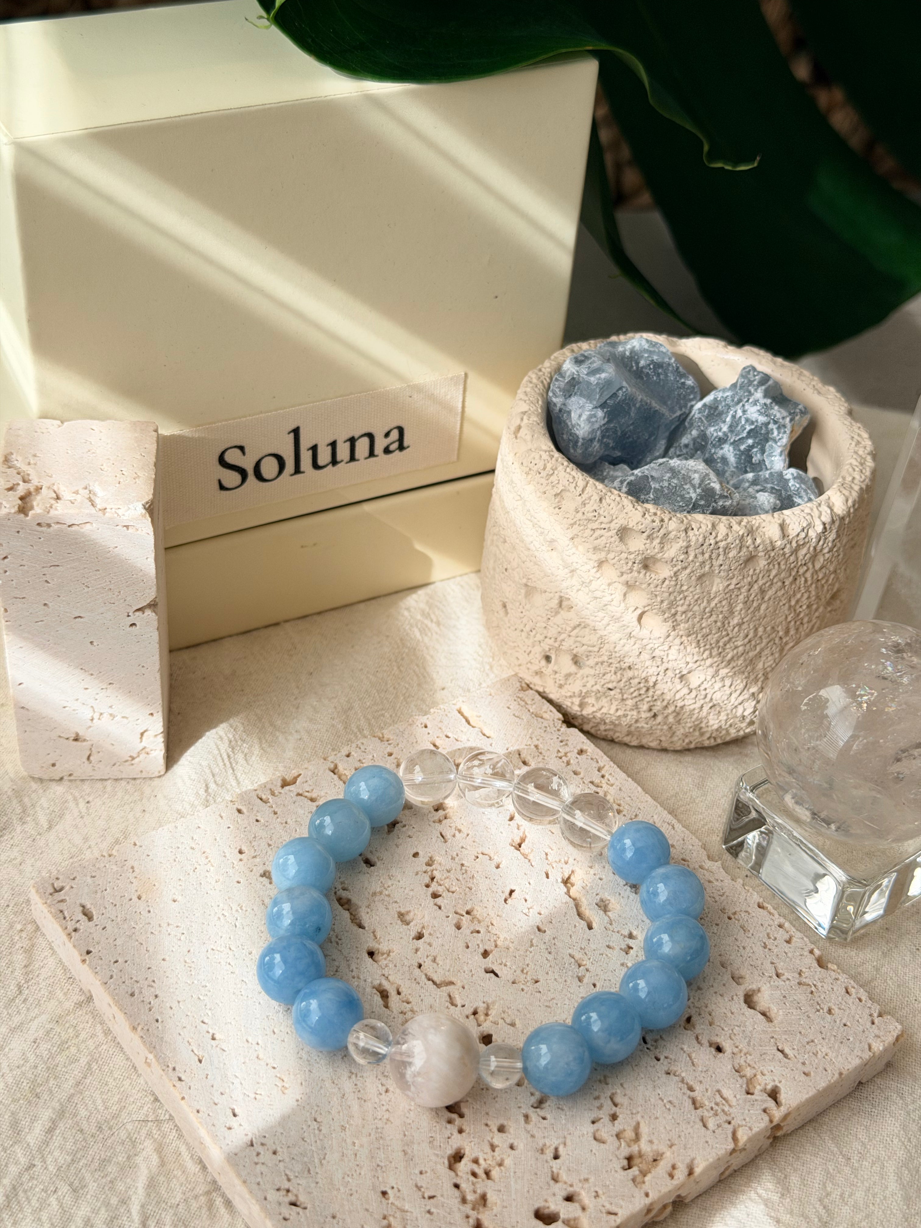 Cloud Sea | 12mm White Phantom Ingestion Bowl, Aquamarine & Clear Quartz