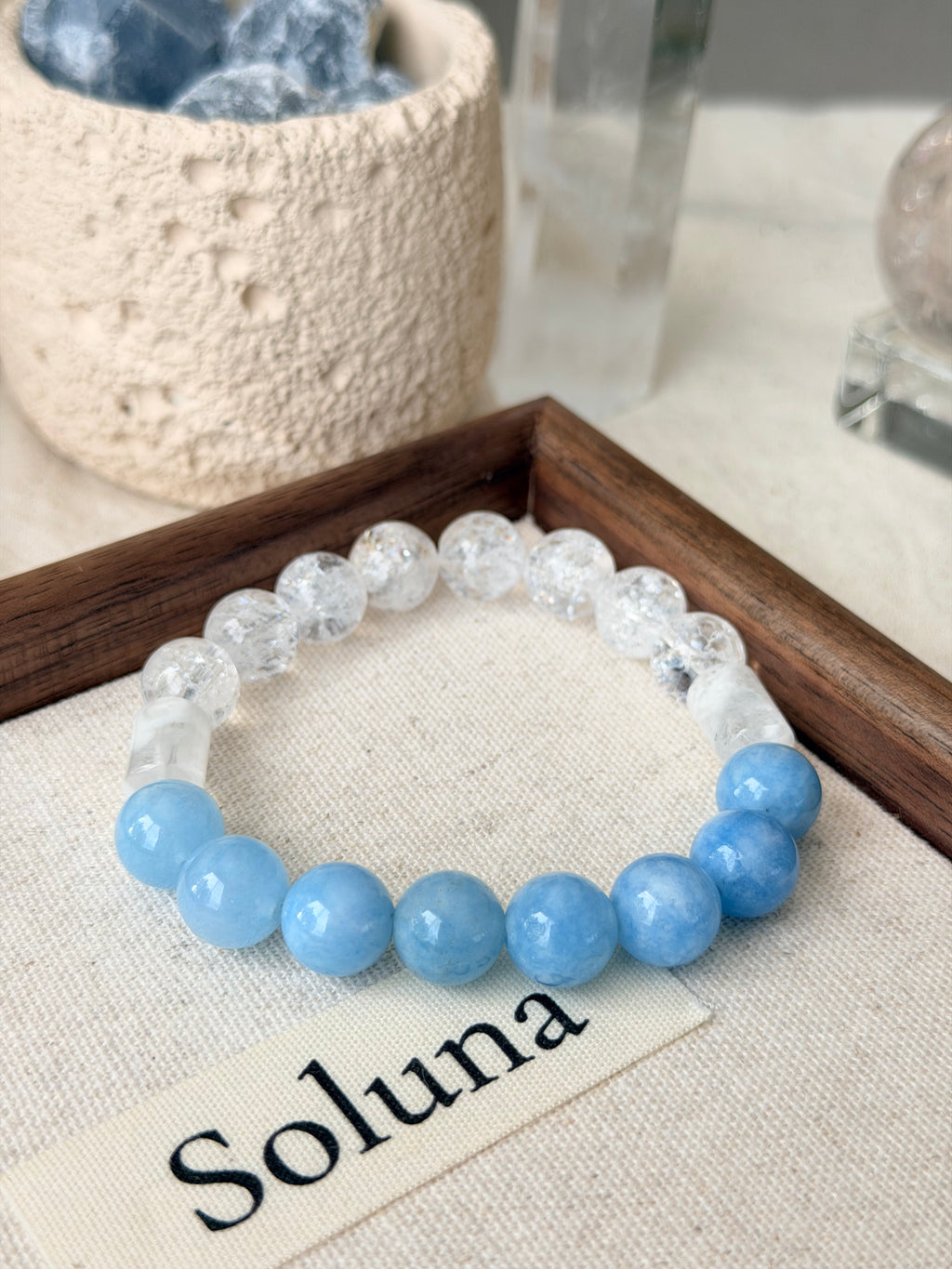 Ocean White | 12mm White Phantom Quartz & White Azeztulite Quartz Bracelet
