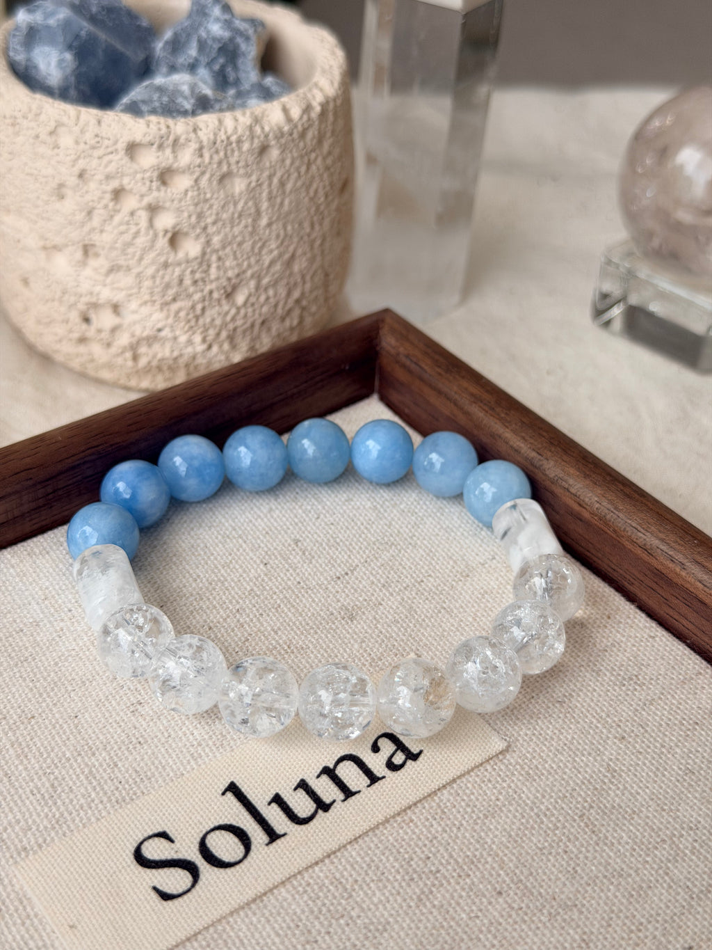 Ocean White | 12mm White Phantom Quartz & White Azeztulite Quartz Bracelet