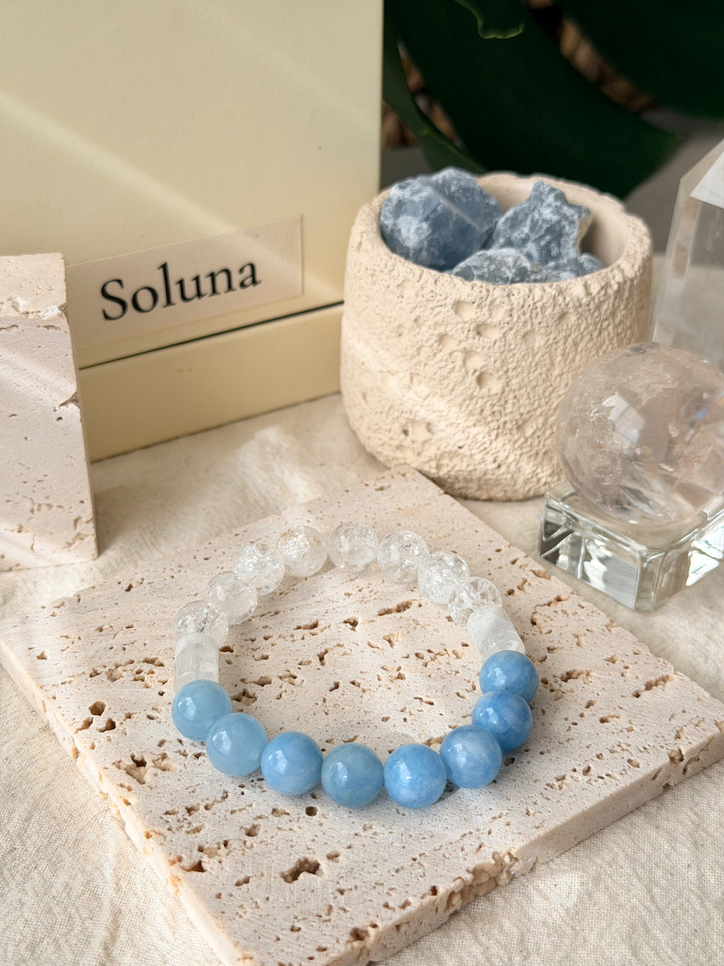 Ocean White | 12mm White Phantom Quartz & White Azeztulite Quartz Bracelet