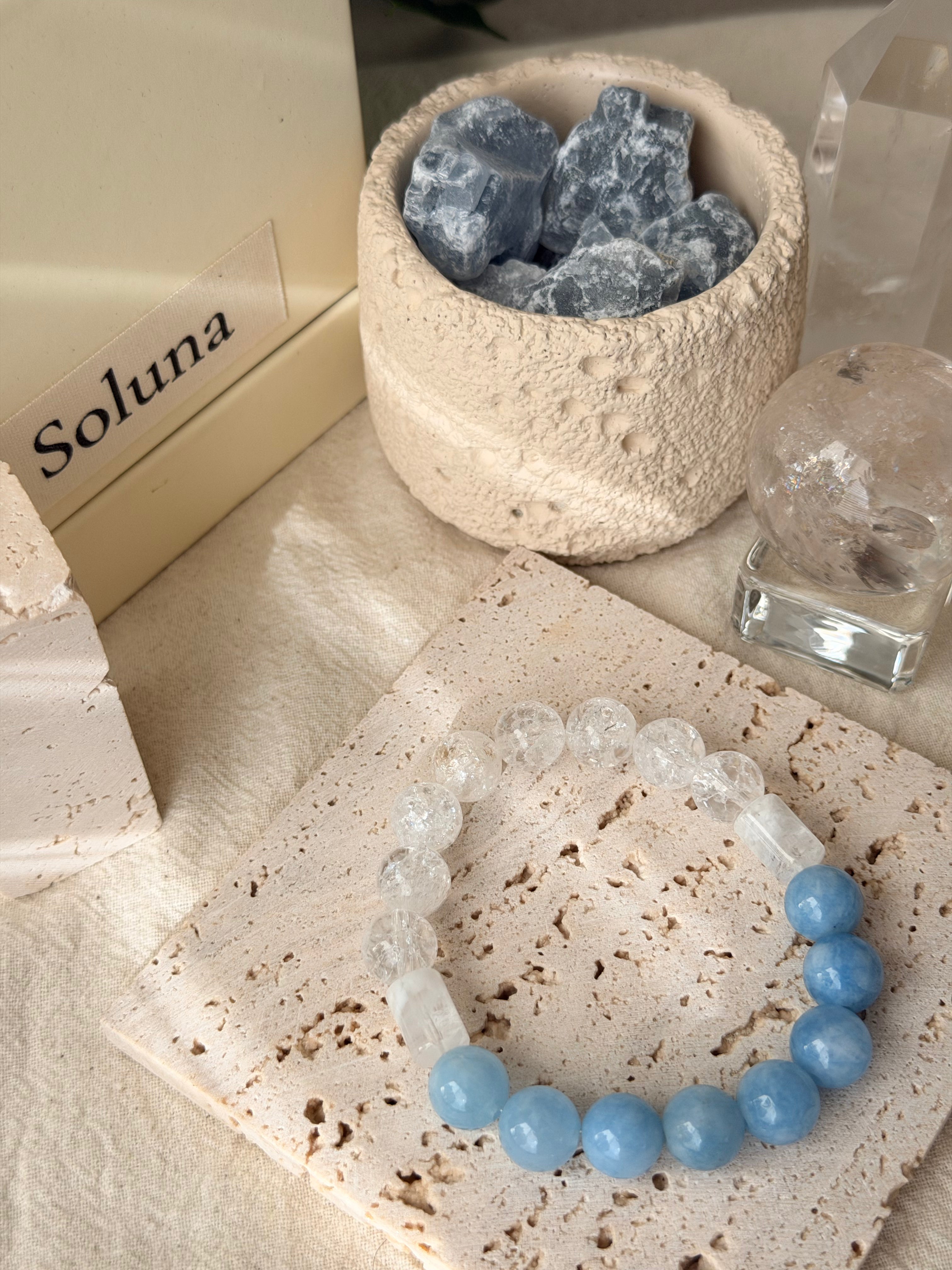 Ocean White | 12mm White Phantom Quartz & White Azeztulite Quartz Bracelet