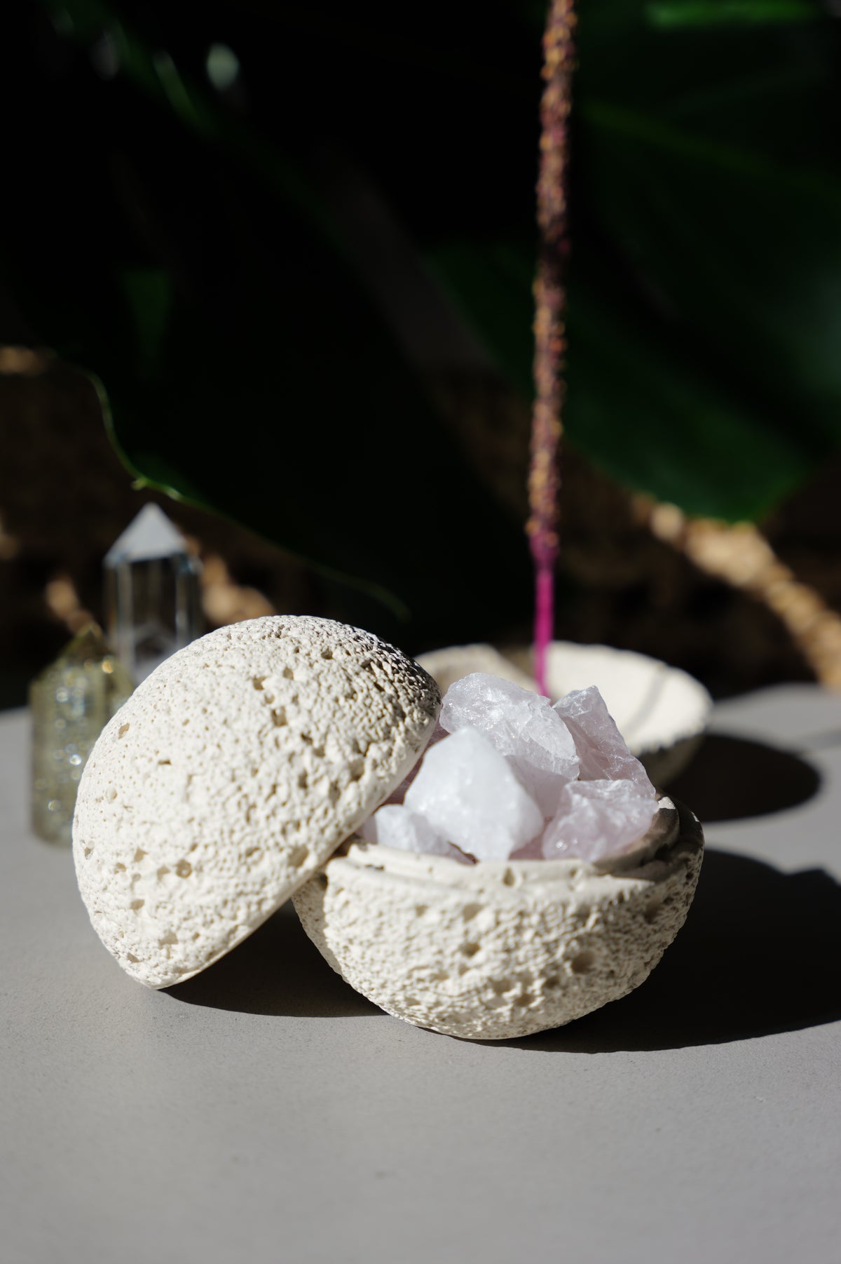 Lunar Sanctuary | Concrete Moon Diffuser Set with Raw Crystals & Essential Oil